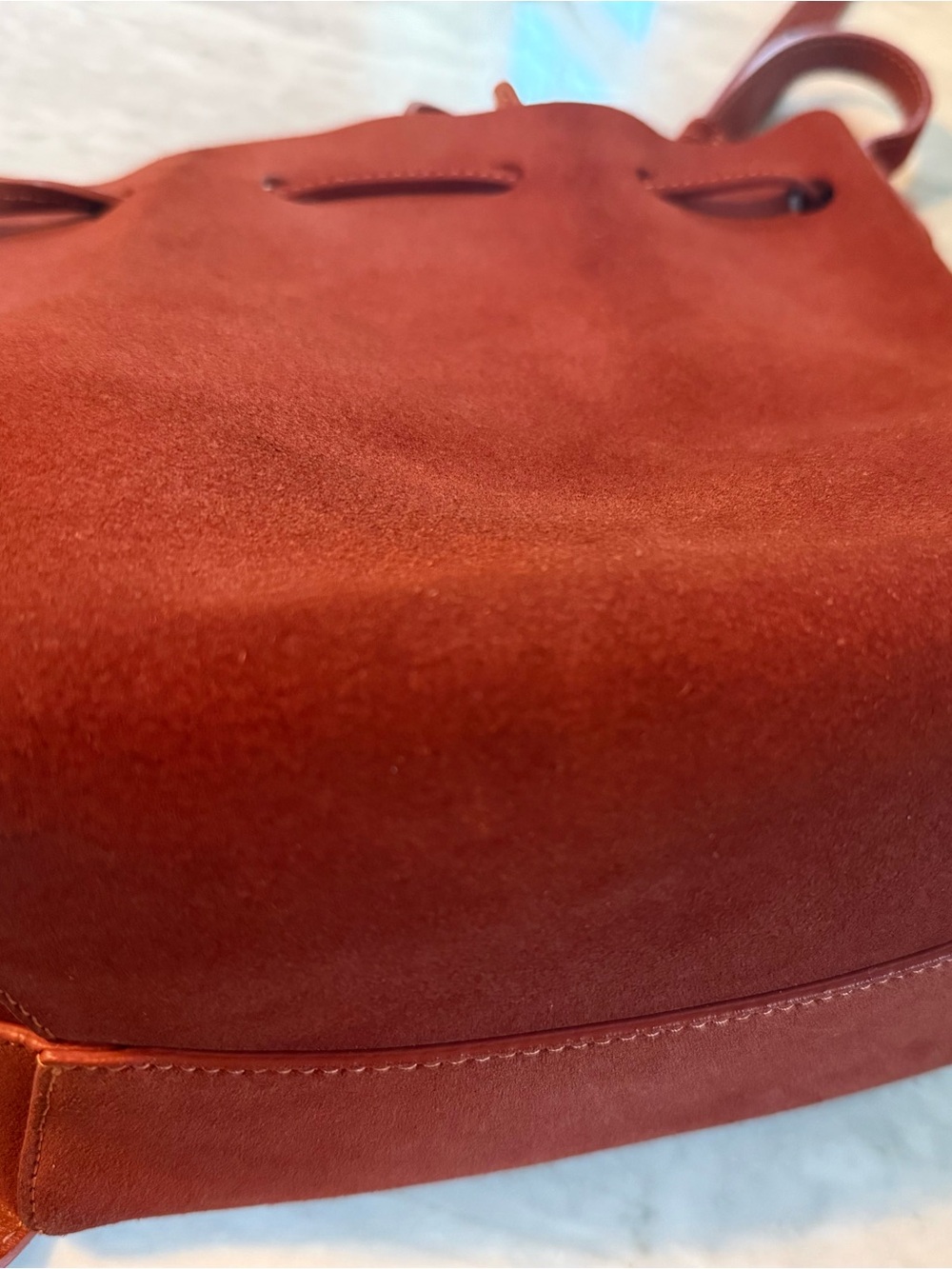 Mansur Gavriel Suede Drawstring Crossbody Bucket Bag - Picture 7 of 8